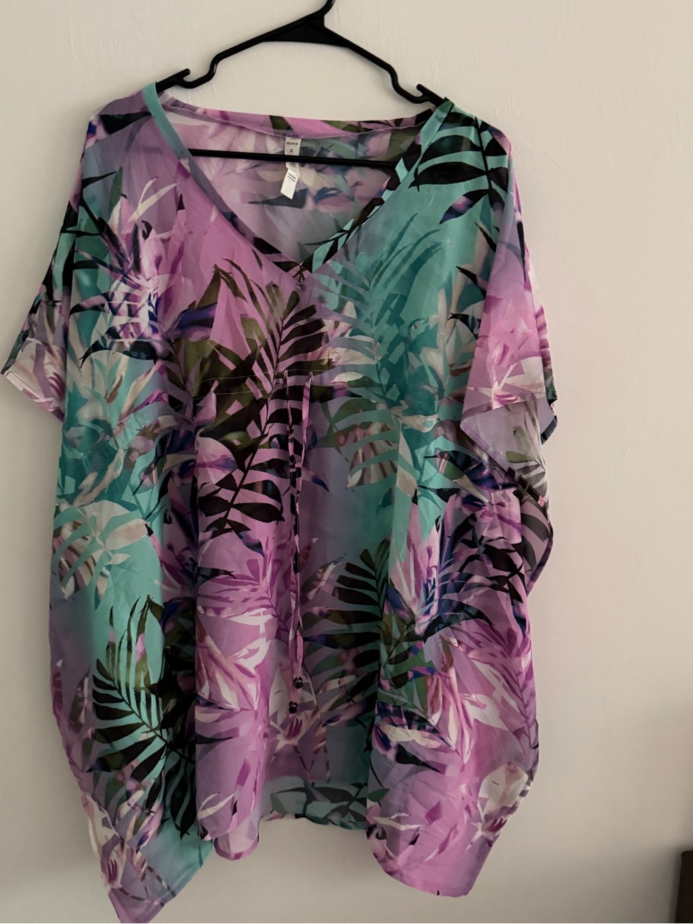Apana Purple & Teal Tropical V-Neck Tunic